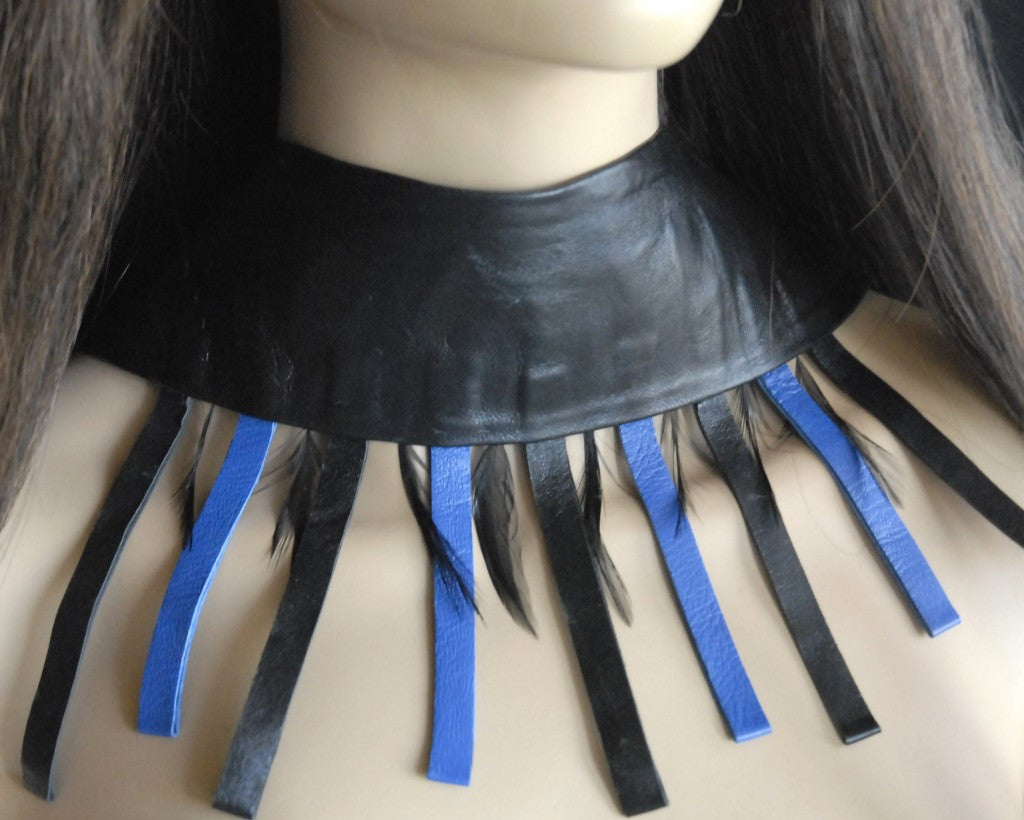 Blue and black leather Necklace